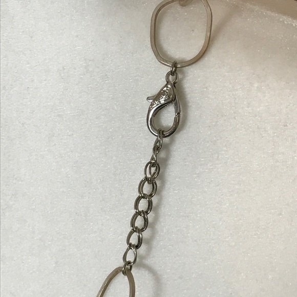 Geometric Square Brucked Nickel Long Necklace - Picture 3 of 3